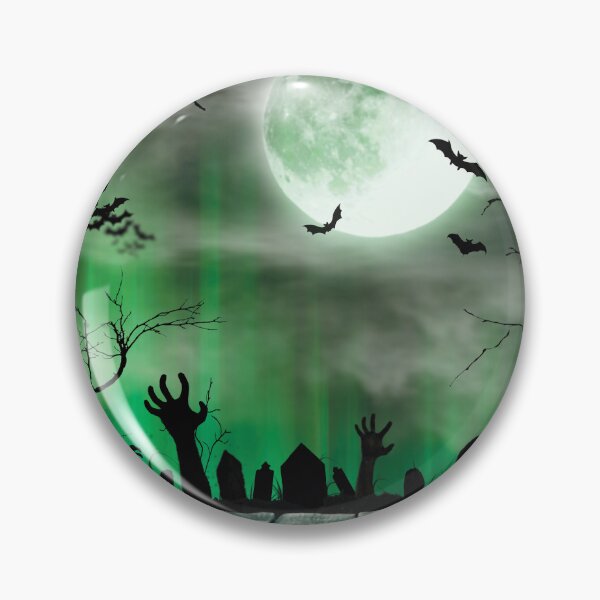Item preview, Night of the Living Dead – Haunted Graveyard Full Moon Art | Green designed and sold by Frohyou.