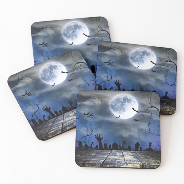 Item preview, Night of the Living Dead – Haunted Graveyard Full Moon Art | Blue designed and sold by Frohyou.