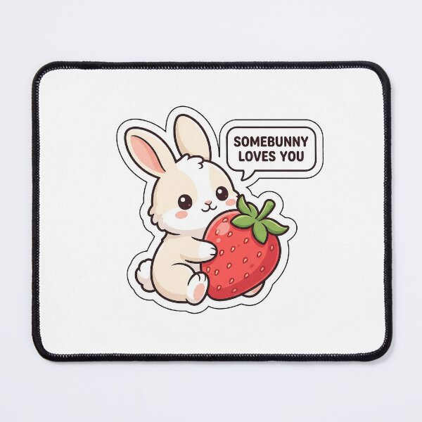 Item preview, Somebunny Loves You Strawberry Rabbit - Cute Love Sticker with Text designed and sold by SimpleP.