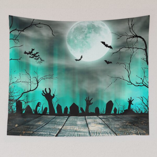 Item preview, Night of the Living Dead – Haunted Graveyard Full Moon Art | Teal designed and sold by Frohyou.