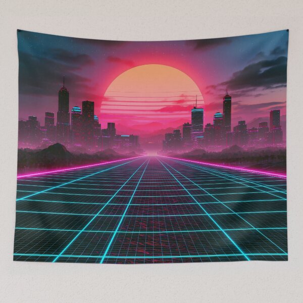 Item preview, Neon Grid Sunset - Synthwave & 80s Aesthetics designed and sold by Artdavesalzburg.