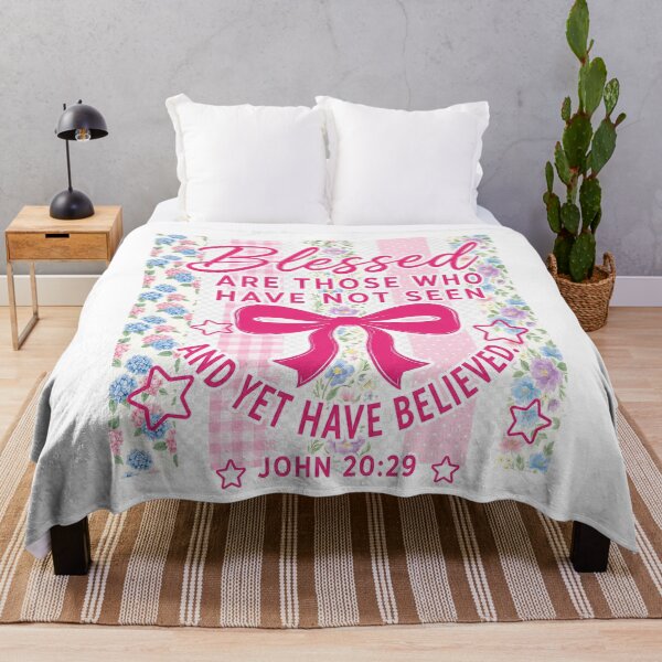Item preview, Blessed Are Those Who Have Not Seen John 20:29 Pink Coquette Bow Floral designed and sold by Derekquie.