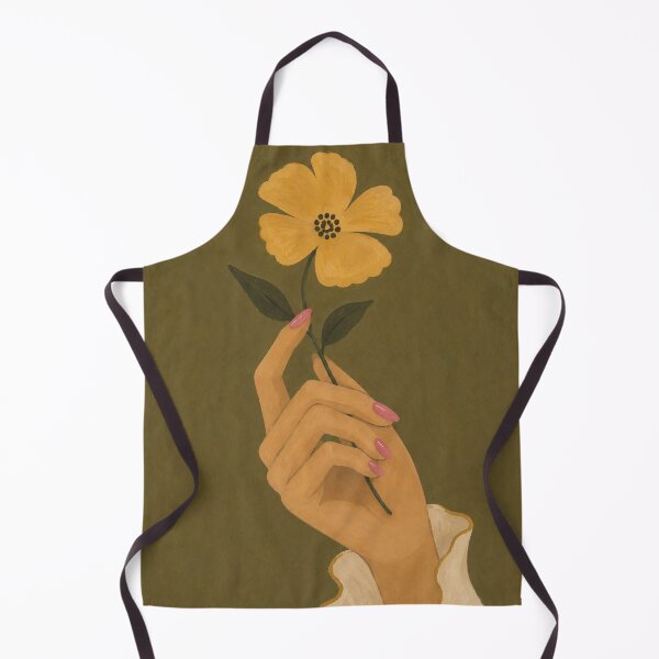 Item preview, Golden Flower Hand Illustration Olive Green Botanical designed and sold by Jozefin's Studio.