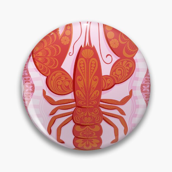 Item preview, Ornate Lobster Art Print - Maximalist Folk Art Illustration, Bold Pink & Coral Coastal Wall Art designed and sold by oh-so-odd.