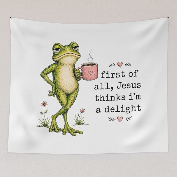 Item preview, Jesus  Frog Drinking Coffee Vintage designed and sold by Derekquie.