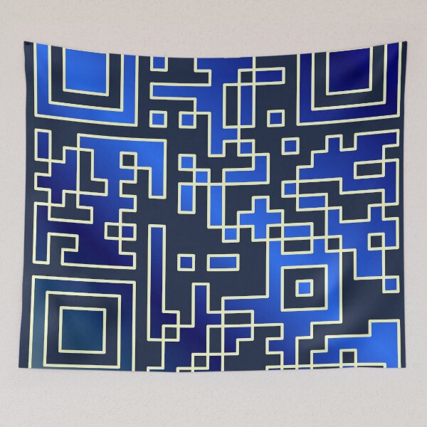 Aperçu de l'œuvre Art géométrique de code QR à dégradé bleu créée et vendue par SahmatArt.