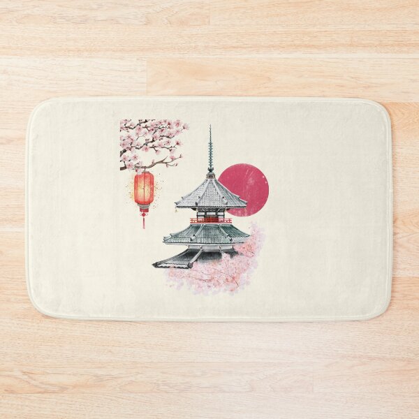 Item preview, Japanese temple with lantern and red sun designed and sold by DOMANGA.