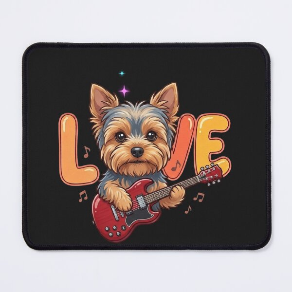 Item preview, Cute Yorkie Love Rock Guitar designed and sold by HappyHarmony40.