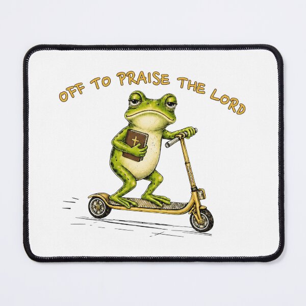 Item preview, Frog Riding Scooter Off To Praise The Lord Funny Meme designed and sold by Derekquie.