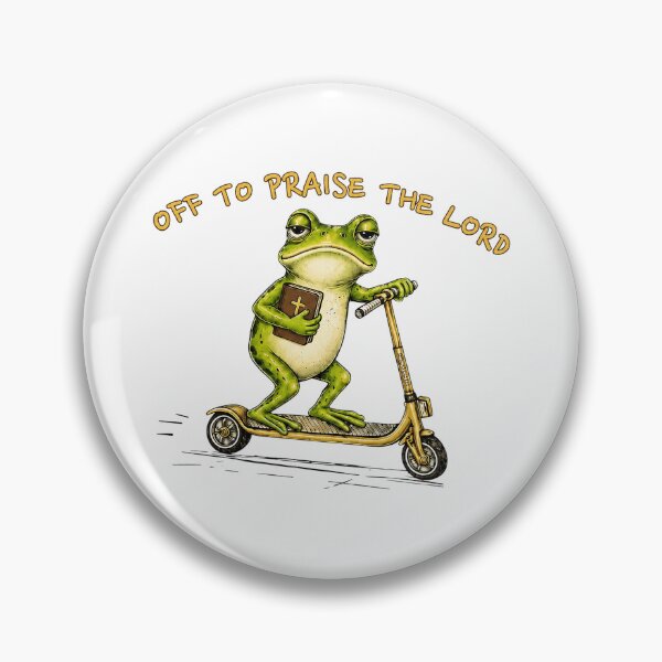 Item preview, Frog Riding Scooter Off To Praise The Lord Funny Meme designed and sold by Derekquie.