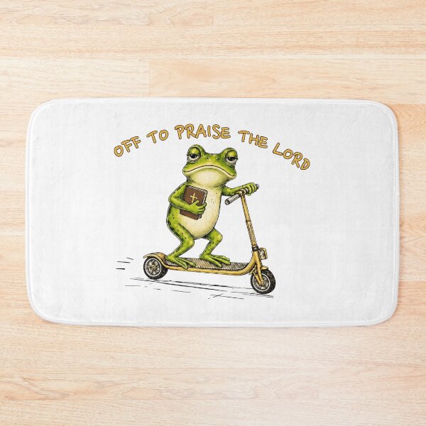 Item preview, Frog Riding Scooter Off To Praise The Lord Funny Meme designed and sold by Derekquie.