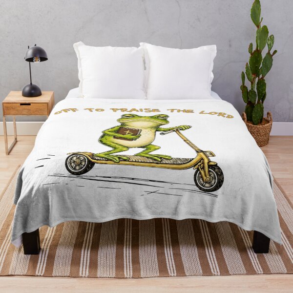 Item preview, Frog Riding Scooter Off To Praise The Lord Funny Meme designed and sold by Derekquie.