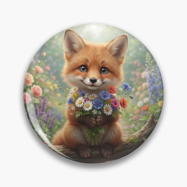 Item preview, Cute Fox with Wildflower Bouquet. designed and sold by JoyNest = "The nest of joy".