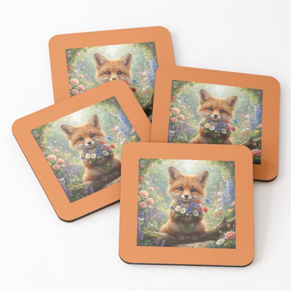 Item preview, Cute Fox with Wildflower Bouquet. designed and sold by JoyNest = "The nest of joy".