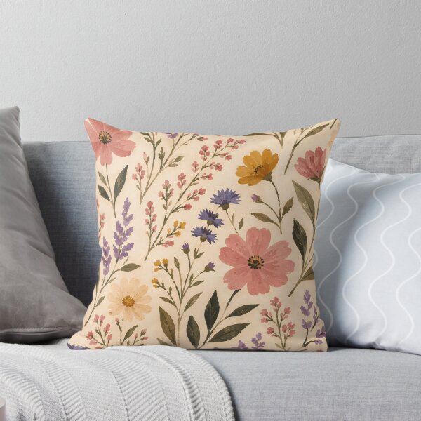 Item preview, Wildflower Watercolour Pattern Cream Botanical Garden designed and sold by Jozefin's Studio.