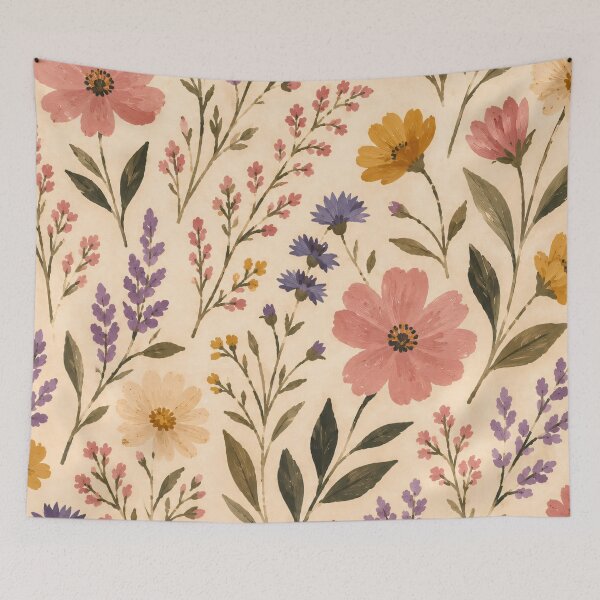 Item preview, Wildflower Watercolour Pattern Cream Botanical Garden designed and sold by Jozefin's Studio.