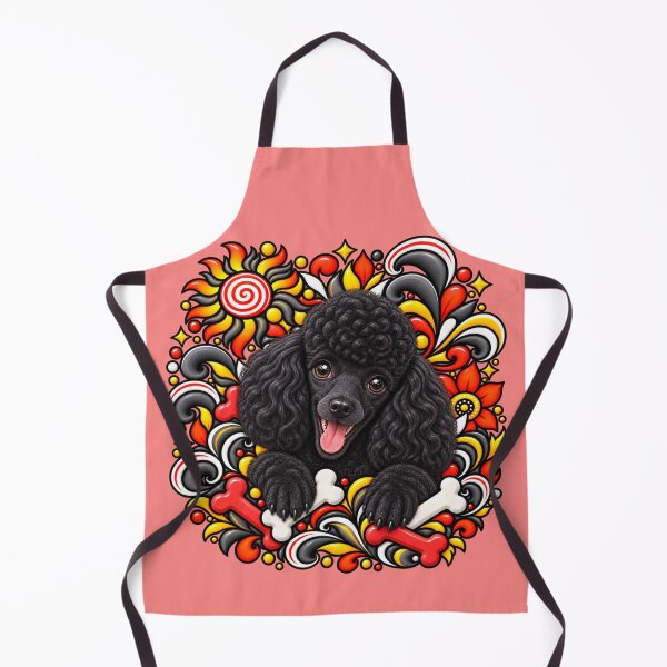 Item preview, Black Poodle Folk Art - Bones & Floral Swirls designed and sold by PixelsPaws.
