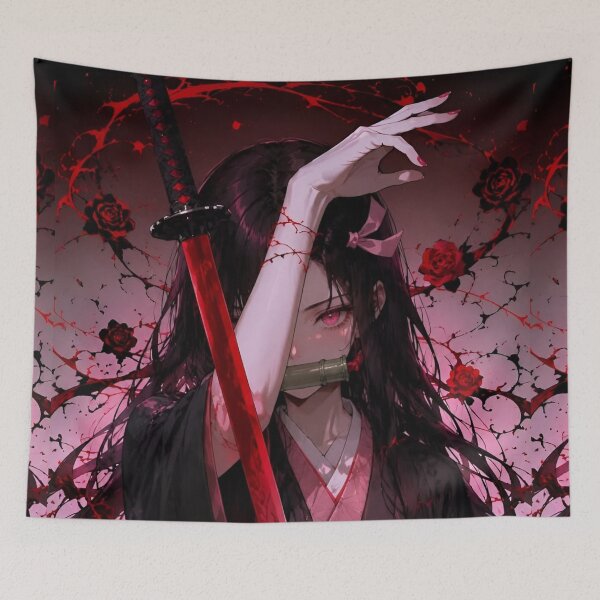 Item preview, Crimson Blade Rose Warrior – Dark Anime Inspired Samurai Art designed and sold by Dyan4.