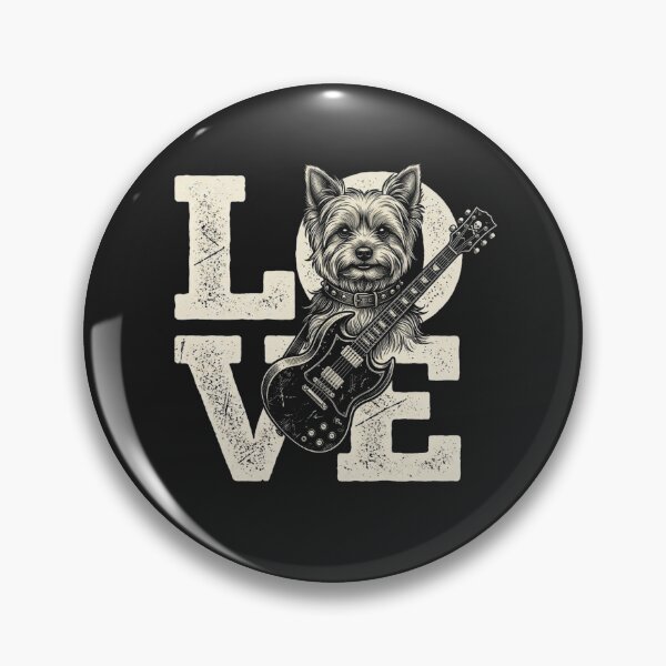 Item preview,  Yorkie Rock Guitar Love Typography Vector T-Shirt designed and sold by HappyHarmony40.