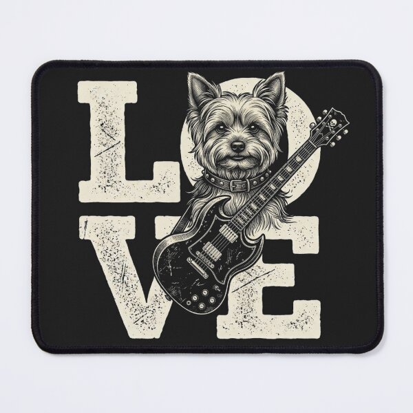 Item preview, Yorkie Rock Guitar Love Typography Vector T-Shirt designed and sold by HappyHarmony40.