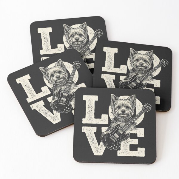 Item preview,  Yorkie Rock Guitar Love Typography Vector T-Shirt designed and sold by HappyHarmony40.