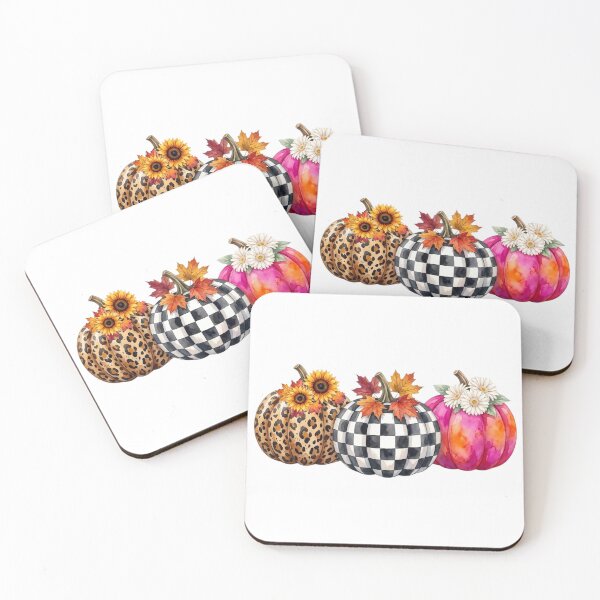 Item preview, Autumn Pumpkins Trio Leopard Buffalo Plaid Watercolor Floral designed and sold by VibranPalette.
