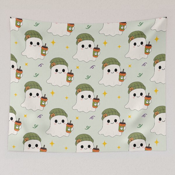 Item preview, Cute Hipster Coffee Ghost Seamless Pattern Autumn Halloween⁠ designed and sold by Teenidesign .