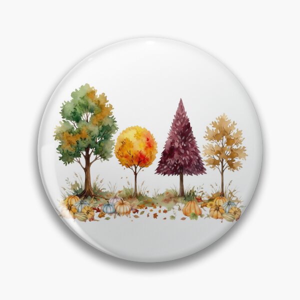 Item preview, Watercolor Autumn Trees Border  with Pumpkins  designed and sold by VibranPalette.