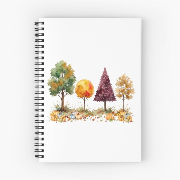 Item preview, Watercolor Autumn Trees Border  with Pumpkins  designed and sold by VibranPalette.