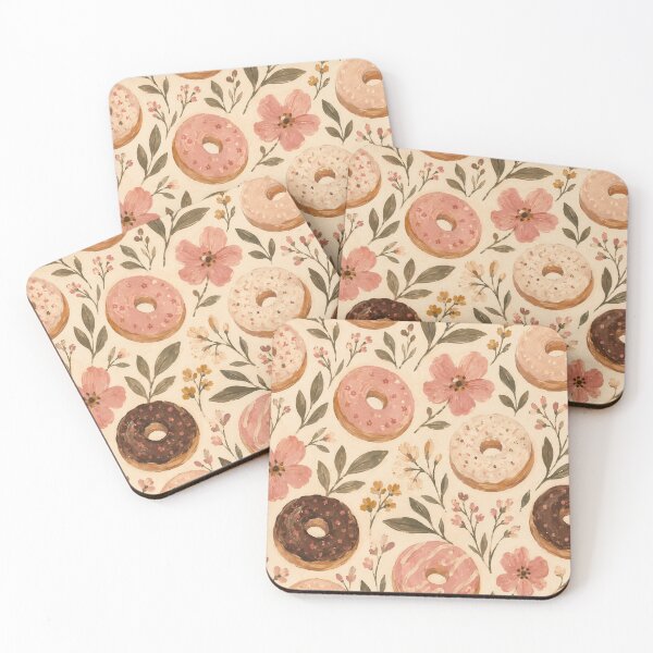 Item preview, Watercolour Floral Donut Pattern Cream Pink Botanical designed and sold by Jozefin's Studio.