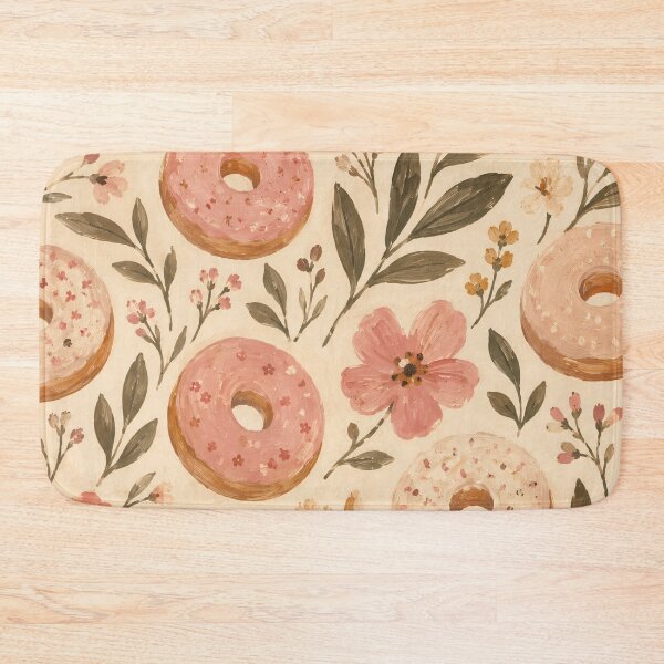 Item preview, Watercolour Floral Donut Pattern Cream Pink Botanical designed and sold by Jozefin's Studio.
