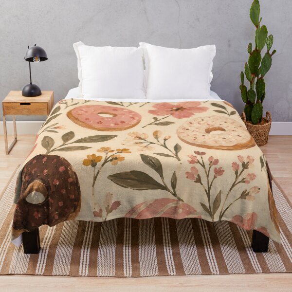 Item preview, Watercolour Floral Donut Pattern Cream Pink Botanical designed and sold by Jozefin's Studio.