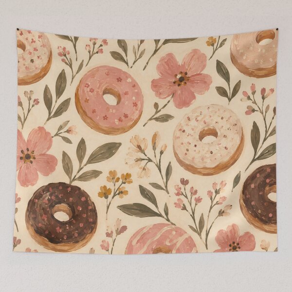 Item preview, Watercolour Floral Donut Pattern Cream Pink Botanical designed and sold by Jozefin's Studio.