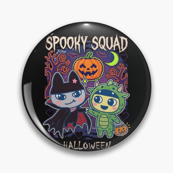 Item preview, Kawaii Spooky Squad Halloween: Vampire Cat & Dragon Child Pixel Art designed and sold by CuteKats.