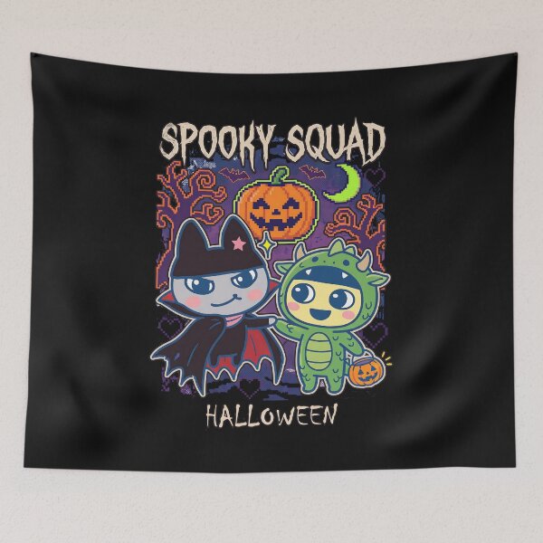 Item preview, Kawaii Spooky Squad Halloween: Vampire Cat & Dragon Child Pixel Art designed and sold by CuteKats.