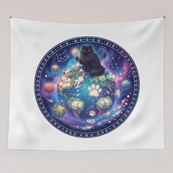 Item preview, Cosmic Cat Universe: Magical Black Cat Ruling the Feline Planet designed and sold by PetalsPaws.