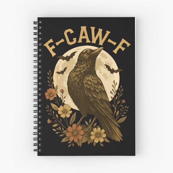 Item preview, Black Crow F-Caw-F Raven Bird Saying Graphic Retro Floral designed and sold by kawaiwifeylovin.