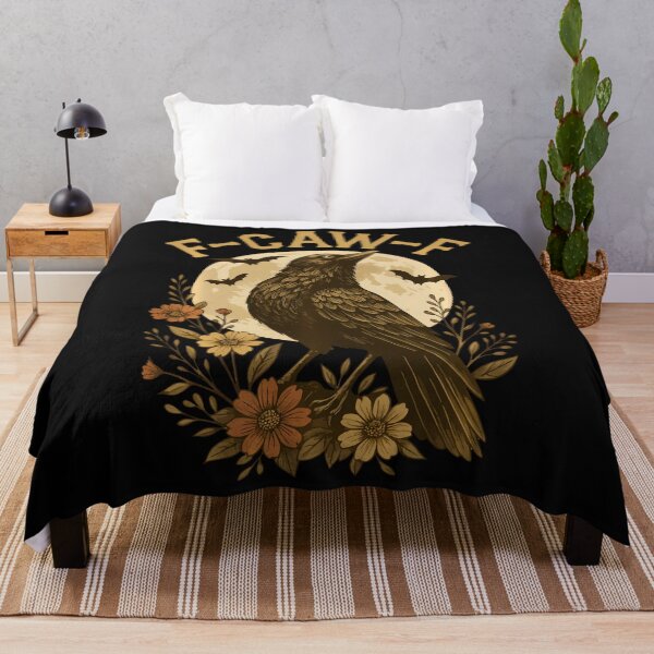 Item preview, Black Crow F-Caw-F Raven Bird Saying Graphic Retro Floral designed and sold by kawaiwifeylovin.