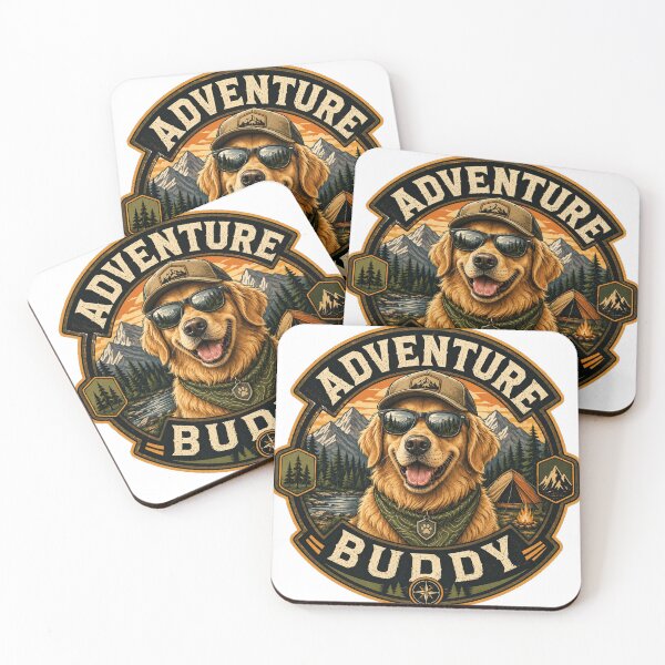 Item preview, Adventure Buddy Dog Camping Badge Outdoor Explorer Design designed and sold by A Light Worker.