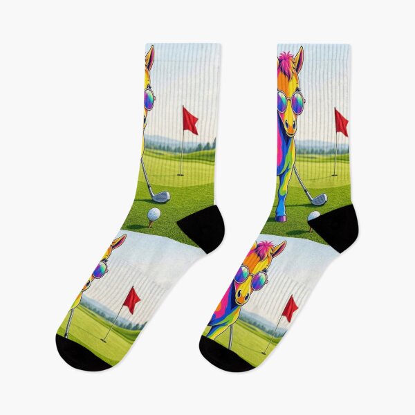 Item preview, Tugy the Rainbow Horse Playing Golf designed and sold by Breezes-of-Ida.