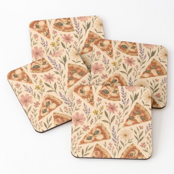 Item preview, Boho Pizza Slices Watercolour Botanical Floral Pattern Art designed and sold by Jozefin's Studio.