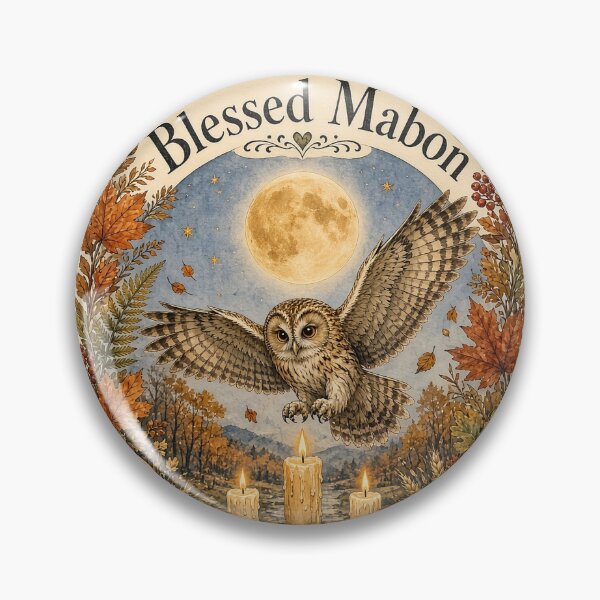 Item preview, Blessed Mabon Owl Autumn Equinox Art designed and sold by ArizonaWitches.