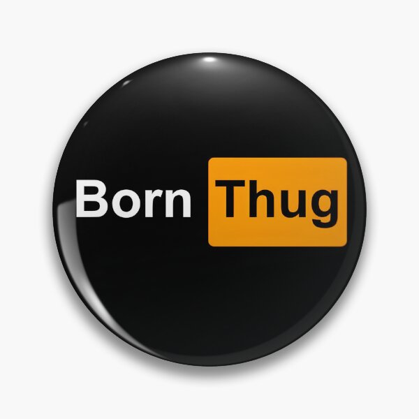 Item preview, Born Thug T-Shirt | Orange Typography Graphic Tee | Hip Hop Streetwear Attitude Shirt designed and sold by MusixMerch.