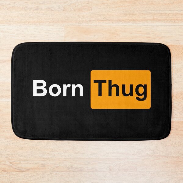 Item preview, Born Thug T-Shirt | Orange Typography Graphic Tee | Hip Hop Streetwear Attitude Shirt designed and sold by MusixMerch.
