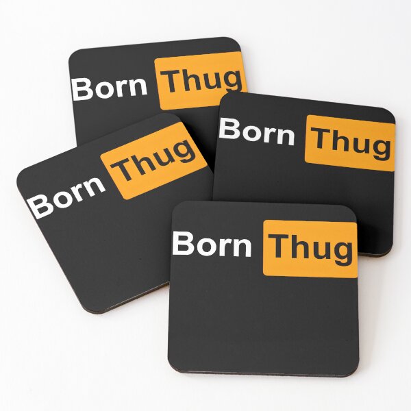 Item preview, Born Thug T-Shirt | Orange Typography Graphic Tee | Hip Hop Streetwear Attitude Shirt designed and sold by MusixMerch.