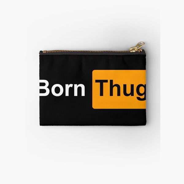 Item preview, Born Thug T-Shirt | Orange Typography Graphic Tee | Hip Hop Streetwear Attitude Shirt designed and sold by MusixMerch.