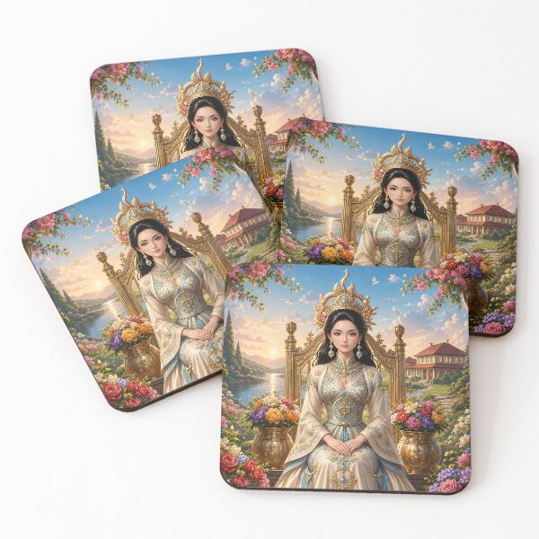 Item preview, The Illustration of Pretty Lady in Beautiful, Blooming Garden designed and sold by Pim-Crystal.