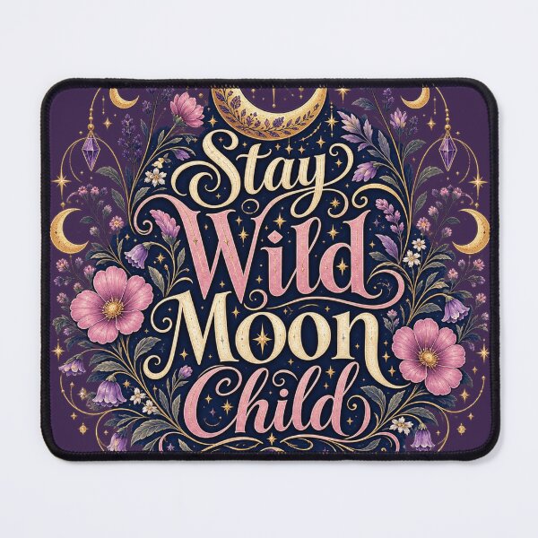 Item preview, Stay Wild Moon Child – Celestial Floral Witchy Moon Art designed and sold by From Cyryl with Love.
