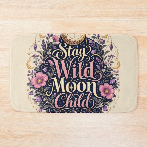 Item preview, Stay Wild Moon Child – Celestial Floral Witchy Moon Art designed and sold by From Cyryl with Love.