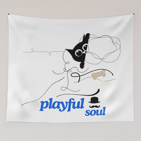 Item preview, Playful Soul Funny Cute Cat Yarn Doodle Art designed and sold by NourArtCorner.